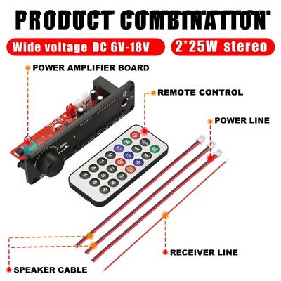 2 * 25W مكبر الطاقة الأولوية الميكروفون مع MP3 لوحة فك تشفير ومرافقة عمر البطارية 20 ساعة الشاشة نعم