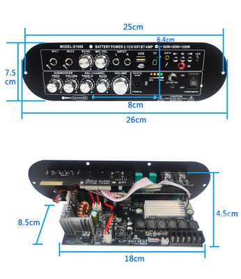 عربة شحن قابلة لإعادة الشحن ستيريو سيارة سوبووفر مكبر الطاقة الصوتي لوحة PCB 2.0 قناة 12V مع تصميم القالب الخاص