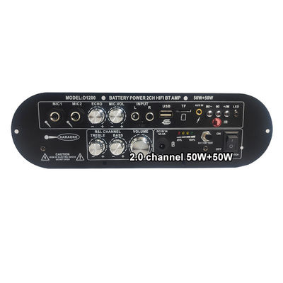 D1200 2.0 قناة 50W + 50W BT لوحة مكبرات رقمية 12 فولت قابلة لإعادة الشحن لسيارة استخدام DJ المنزل