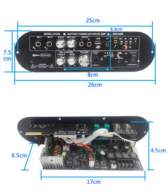 D1200 2.0 قناة 50W + 50W BT لوحة مكبرات رقمية 12 فولت قابلة لإعادة الشحن لسيارة استخدام DJ المنزل