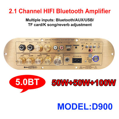 مكبر المنزلي عالي الطاقة D900 2x50W + 100W مع لوحة Bluetooth IC المستوردة 2.1 قناة