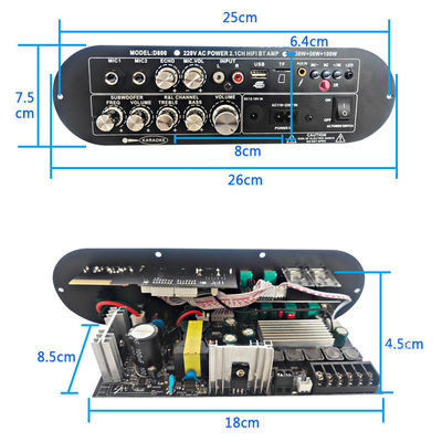 D800 احترافي 2.0 قناة بلوتوث مضخم رقمي لوحة 12 فولت قابلة للشحن عالية الطاقة لـ DJ/كاريوكي