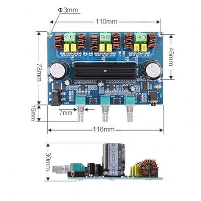 2.1 قناة بلوتوث 5.0 لوحة مكبر رقمي مع 100W + 2x50W خروج الطاقة العالية