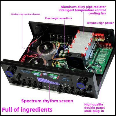 AV-888BT 2800W مكبر الطاقة المنزلي الكاريوكي مزدوج الحلقات نموذج جديد 7.1 قناة منطقة ضبط بناء معدني عالي القوة