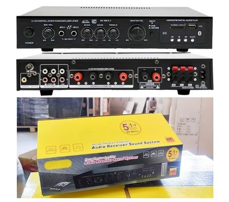 5.1CH 120W*2+25W*3 مكبر طاقة HIFI مع مدخل كوكسيالي بصري، BT 5.0"سوبر باس" لحفلة الكاريوكي