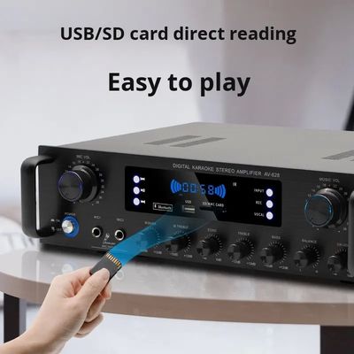 AV-628 مضخم صوت احترافي 5.1 قناة 600 واط منزلي محوري عالي الطاقة طراز BT مستقبل ألياف ضوئية عبر الحدود