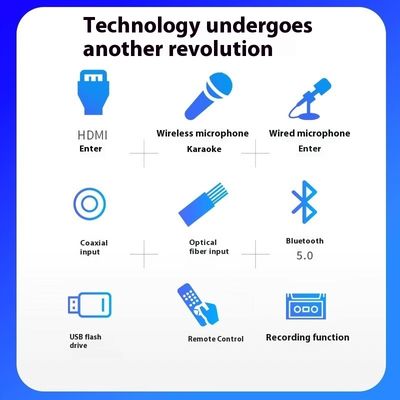 2.0 قناة عالية الطاقة 100W مكبر الكاريوكي اللاسلكي BT بدون خسارة فك تشفير HDML ARC الألياف الضوئية الكوكسيال الإلكترونيات الأسهم