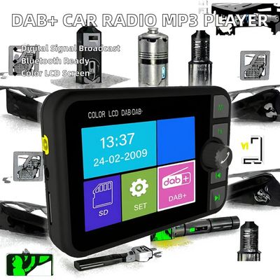 جهاز استقبال راديو DAB/DAB+ بشاشة LCD ملونة 2.4 بوصة متوافق مع تقنية البلوتوث اللاسلكية ومشغل MP3 وبث إشارات FM الرقمية للسيارة لمدة عام واحد