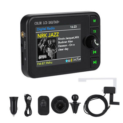 جهاز استقبال راديو DAB/DAB+ بشاشة LCD ملونة 2.4 بوصة متوافق مع تقنية البلوتوث اللاسلكية ومشغل MP3 وبث إشارات FM الرقمية للسيارة لمدة عام واحد