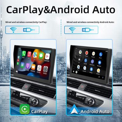 مشغل MP5 للسيارة المحمول Creatall مقاس 9 بوصات، صورة عكسية عالية الدقة، لـ CarPlay اللاسلكي عبر البلوتوث، وضع لوحة القيادة، اتصال USB