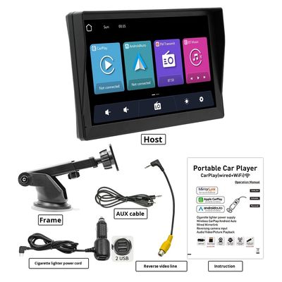 مشغل MP5 للسيارة المحمول Creatall مقاس 9 بوصات، صورة عكسية عالية الدقة، لـ CarPlay اللاسلكي عبر البلوتوث، وضع لوحة القيادة، اتصال USB