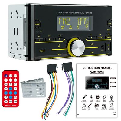 Creatall مشغل MP3 للسيارة بقرص مزدوج 12 فولت ذكي لسيارة بلوتوث مكبر صوت راديو ضوء ملون اتصال Aux SD Card لمدة عام واحد