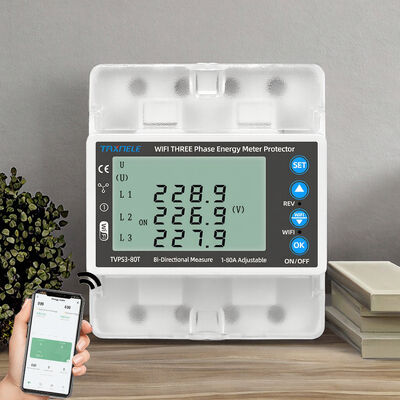 RMshebei Tuya App-Control Smart Breaker 3-Phase WiFi PV Energy Monitoring 80-380V Auto Reset AC Voltage Imbalance Detection for