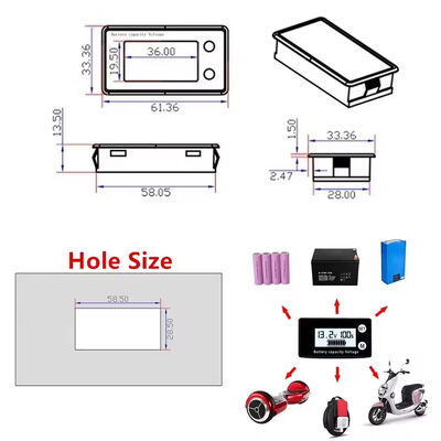 DC 8V-100V Waterproof Battery Capacity Indicator Temperature Alarm Voltmeter Voltage Meter for Lead Acid Lithium LiFePO4