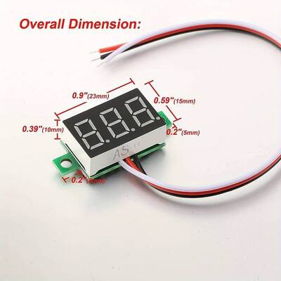 Two-Cable LED Digital Voltmeter Head 0.36-Inch LCD Display DC4.5V-30.0V Range Reverse Connection Electronic Components