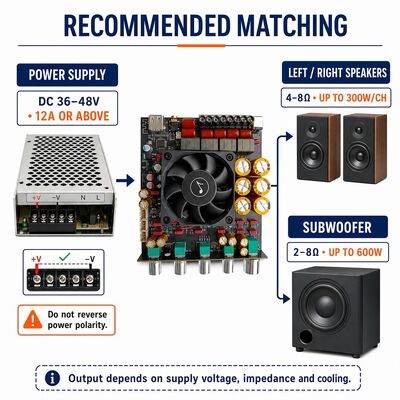 AS21P TPA3255 2.1 Channel Digital Amplifier Board 300Wx2+600W High Power Audio Module for Home Theater