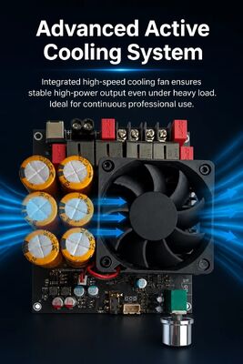 600W + 600W TPA3255 لوحة مكبر مزدوج الهواء التبريد المروحة الفئة D لوحة مكبر ستيريو DC18-50V
