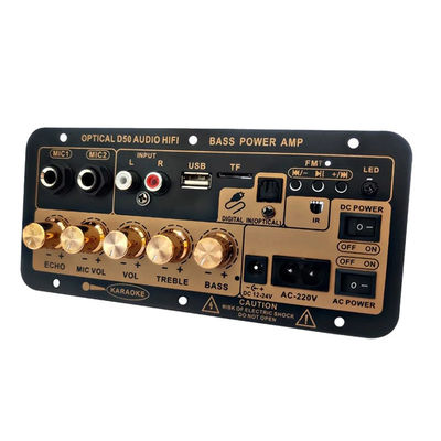 لوحة مكبرات الطاقة D50 100W مع مدخل صوتي ضوئي ومعدلات نغمات عالية منخفضة Bluetooth AMP