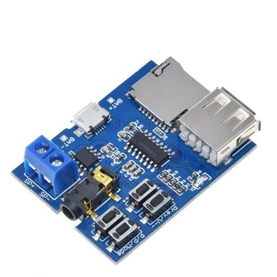 وحدة مكبر الصوت MP3 Decoder Board مع بطاقة TF ذات نطاق طاقة 3.7 ~ 5.5 فولت و U Disk Play Mode مكبر صوتي مونو 2W